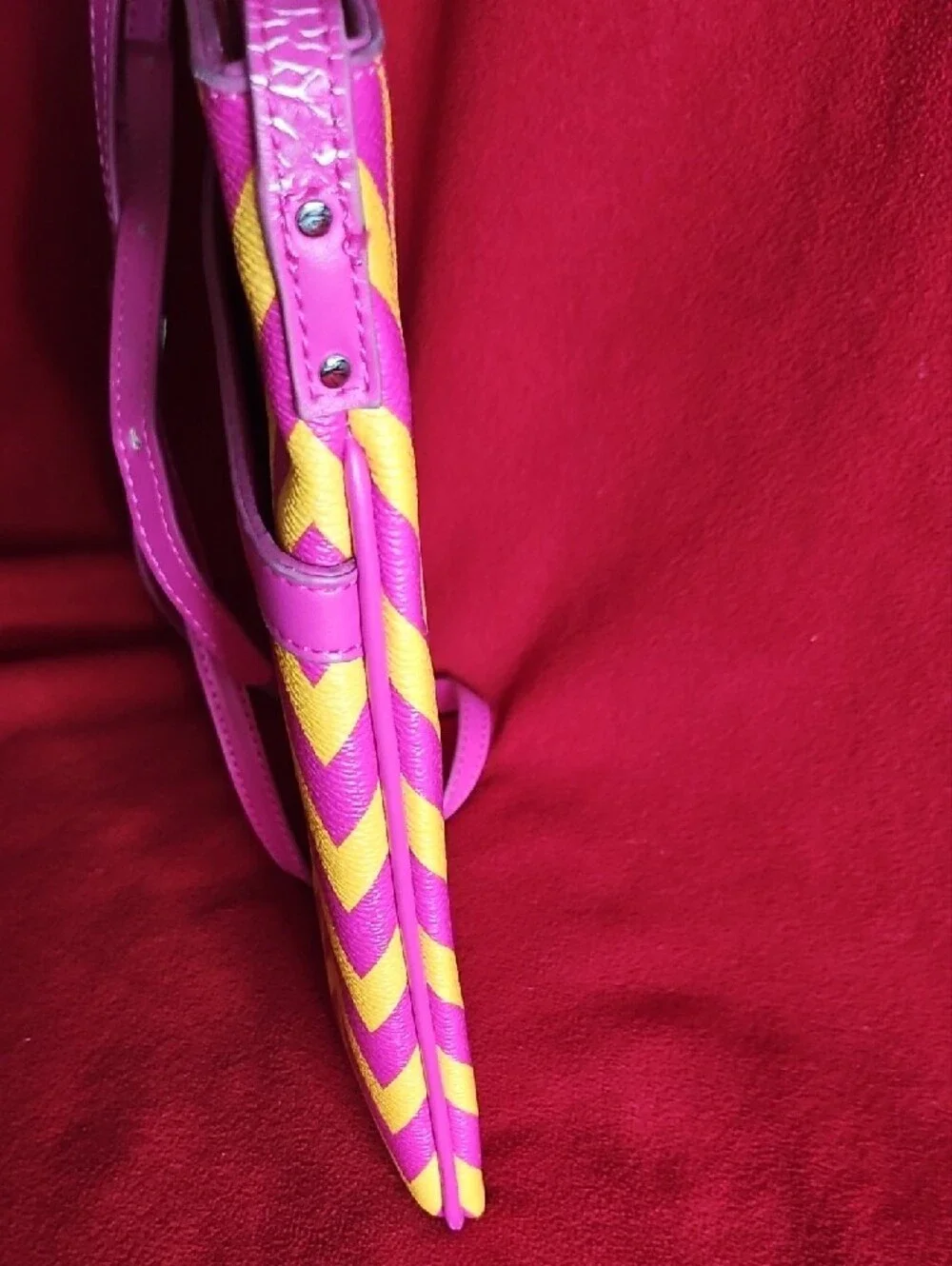 Vera Bradley Pink and Yellow Chevron Crossbody Purse